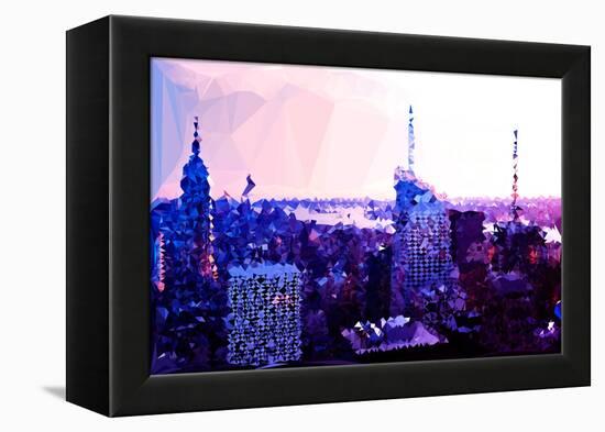 Low Poly New York Art - Sunset Purple-Philippe Hugonnard-Framed Stretched Canvas