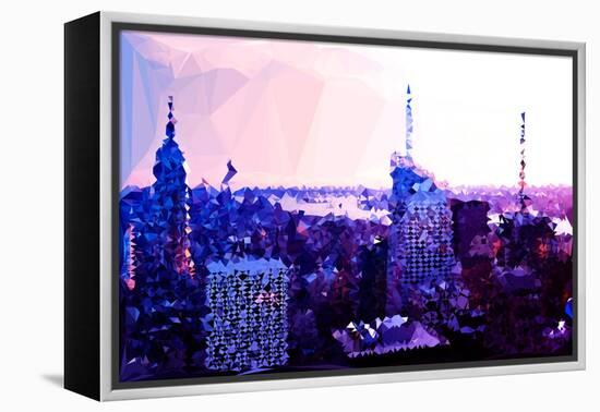 Low Poly New York Art - Sunset Purple-Philippe Hugonnard-Framed Stretched Canvas