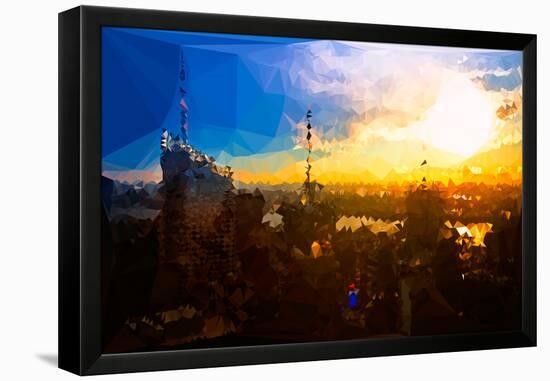 Low Poly New York Art - Sunset View-Philippe Hugonnard-Framed Stretched Canvas