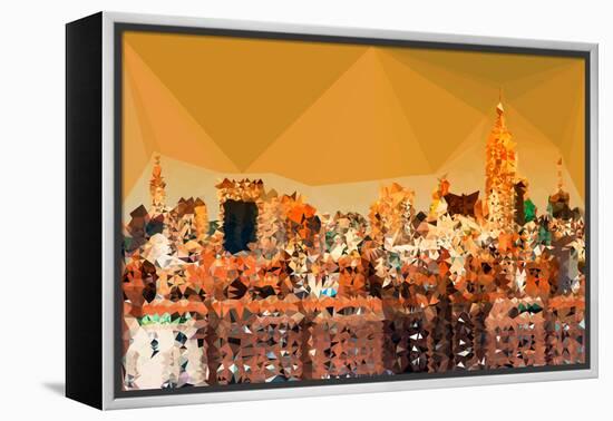 Low Poly New York Art - Sunset-Philippe Hugonnard-Framed Stretched Canvas