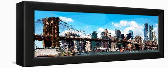 Low Poly New York Art - The Brooklyn Bridge-Philippe Hugonnard-Framed Stretched Canvas