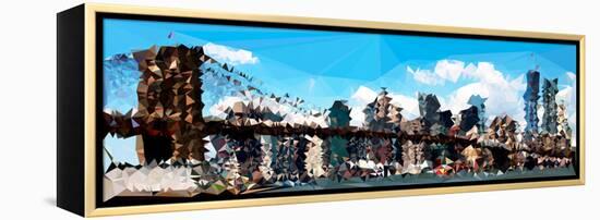 Low Poly New York Art - The Brooklyn Bridge-Philippe Hugonnard-Framed Stretched Canvas