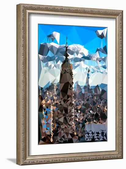 Low Poly New York Art - The Empire State Building and City II-Philippe Hugonnard-Framed Art Print