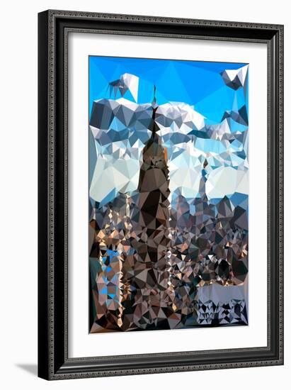 Low Poly New York Art - The Empire State Building and City II-Philippe Hugonnard-Framed Art Print