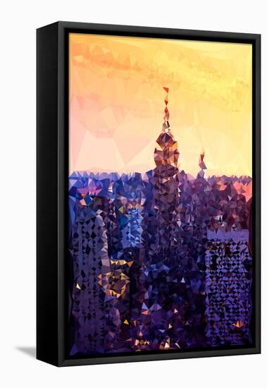 Low Poly New York Art - The Empire State Building at Sunset-Philippe Hugonnard-Framed Stretched Canvas