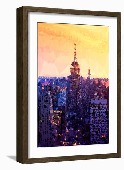 Low Poly New York Art - The Empire State Building at Sunset-Philippe Hugonnard-Framed Art Print