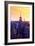 Low Poly New York Art - The Empire State Building at Sunset-Philippe Hugonnard-Framed Art Print