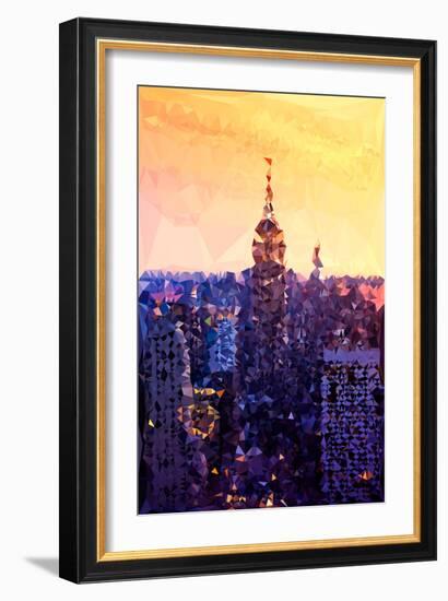 Low Poly New York Art - The Empire State Building at Sunset-Philippe Hugonnard-Framed Art Print