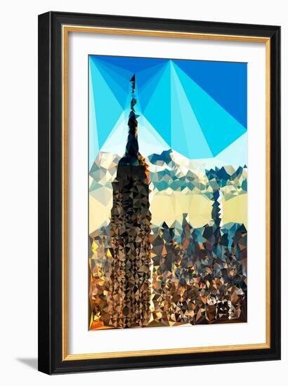 Low Poly New York Art - The Empire State Building Sunset II-Philippe Hugonnard-Framed Art Print