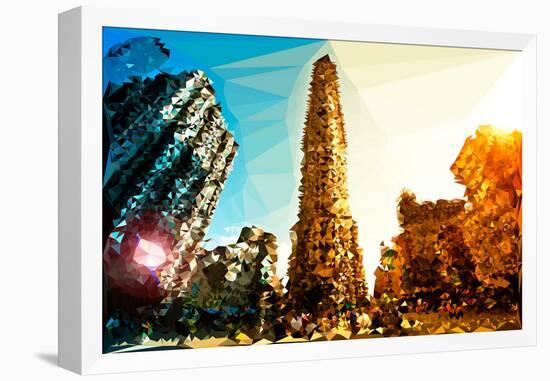 Low Poly New York Art - The Flatiron Building II-Philippe Hugonnard-Framed Stretched Canvas