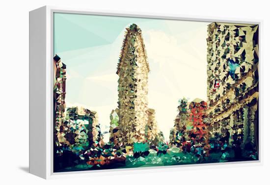 Low Poly New York Art - The Flatiron Building III-Philippe Hugonnard-Framed Stretched Canvas