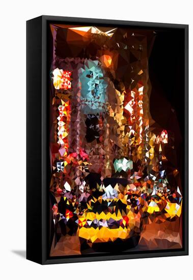 Low Poly New York Art - Times Square at Night-Philippe Hugonnard-Framed Stretched Canvas