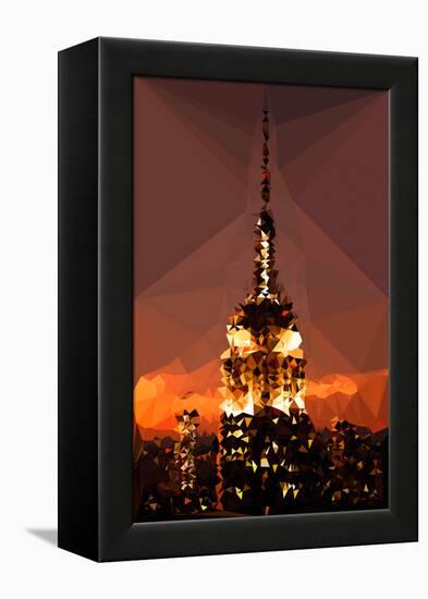 Low Poly New York Art - Top of the Empire state Building at Night-Philippe Hugonnard-Framed Stretched Canvas