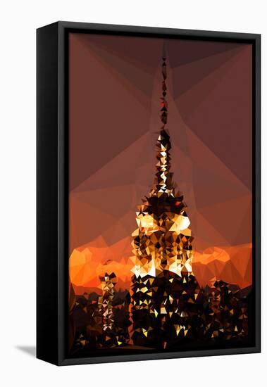 Low Poly New York Art - Top of the Empire state Building at Night-Philippe Hugonnard-Framed Stretched Canvas