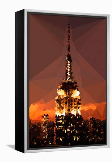 Low Poly New York Art - Top of the Empire state Building at Night-Philippe Hugonnard-Framed Stretched Canvas