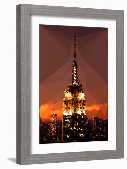 Low Poly New York Art - Top of the Empire state Building at Night-Philippe Hugonnard-Framed Art Print