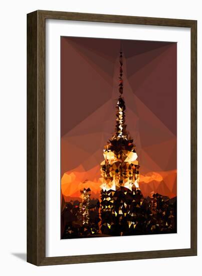 Low Poly New York Art - Top of the Empire state Building at Night-Philippe Hugonnard-Framed Art Print