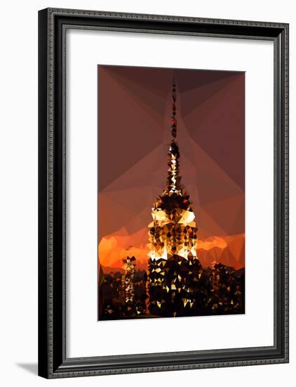 Low Poly New York Art - Top of the Empire state Building at Night-Philippe Hugonnard-Framed Art Print