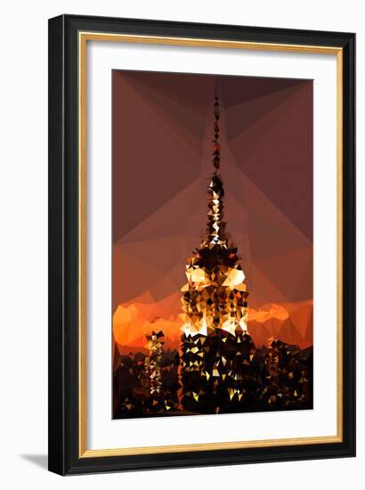 Low Poly New York Art - Top of the Empire state Building at Night-Philippe Hugonnard-Framed Art Print