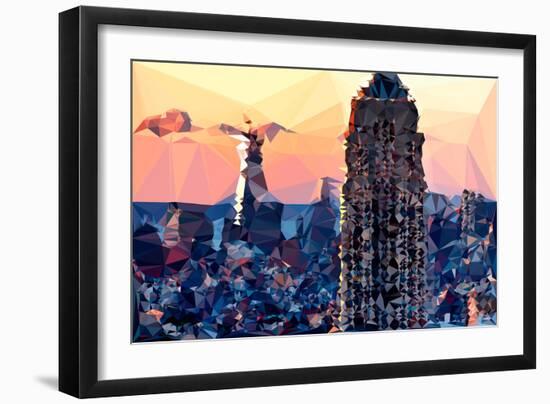 Low Poly New York Art - Top of the Empire state Building II-Philippe Hugonnard-Framed Art Print