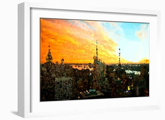 Low Poly New York Art - View of City at Sunset-Philippe Hugonnard-Framed Art Print