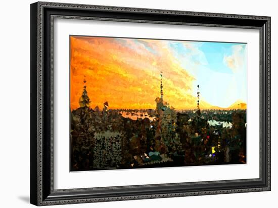 Low Poly New York Art - View of City at Sunset-Philippe Hugonnard-Framed Art Print