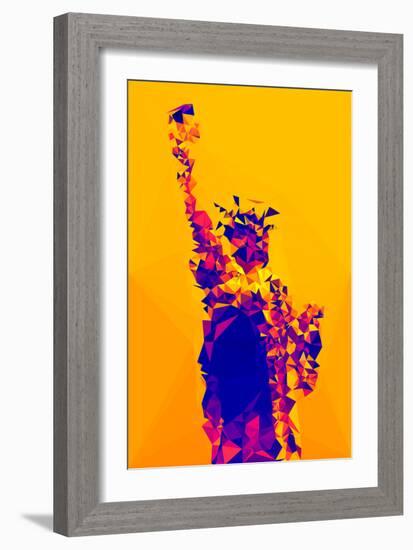 Low Poly New York Art - Yellow Lady Liberty-Philippe Hugonnard-Framed Art Print