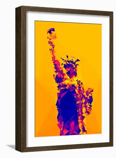 Low Poly New York Art - Yellow Lady Liberty-Philippe Hugonnard-Framed Art Print