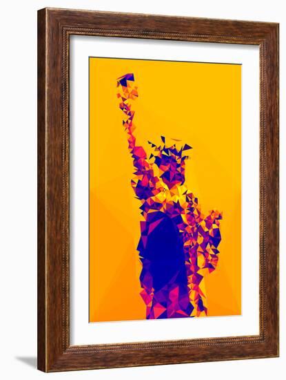 Low Poly New York Art - Yellow Lady Liberty-Philippe Hugonnard-Framed Art Print