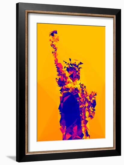 Low Poly New York Art - Yellow Lady Liberty-Philippe Hugonnard-Framed Art Print