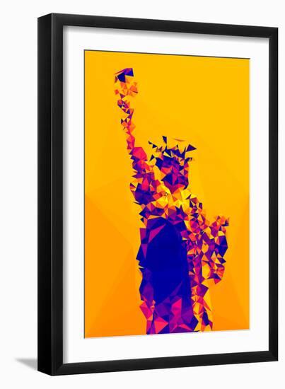 Low Poly New York Art - Yellow Lady Liberty-Philippe Hugonnard-Framed Art Print