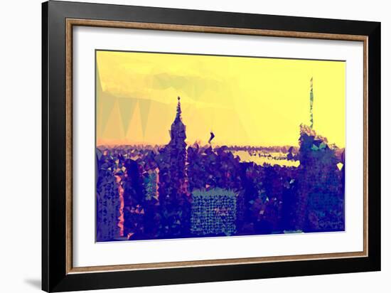 Low Poly New York Art - Yellow Sunset-Philippe Hugonnard-Framed Art Print