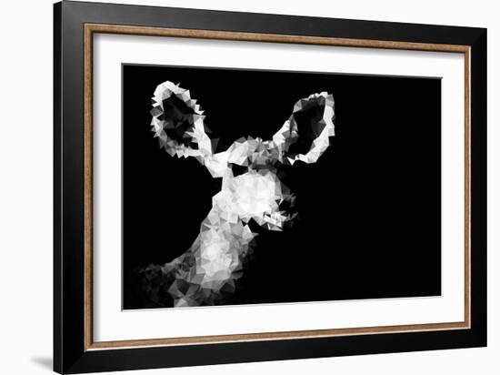 Low Poly Safari Art - Antelope - Black Edition II-Philippe Hugonnard-Framed Art Print