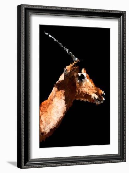 Low Poly Safari Art - Antelope - Black Edition V-Philippe Hugonnard-Framed Art Print