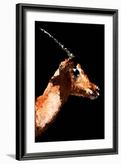 Low Poly Safari Art - Antelope - Black Edition V-Philippe Hugonnard-Framed Art Print