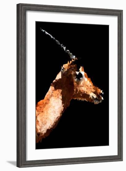 Low Poly Safari Art - Antelope - Black Edition V-Philippe Hugonnard-Framed Art Print
