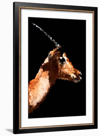 Low Poly Safari Art - Antelope - Black Edition V-Philippe Hugonnard-Framed Art Print