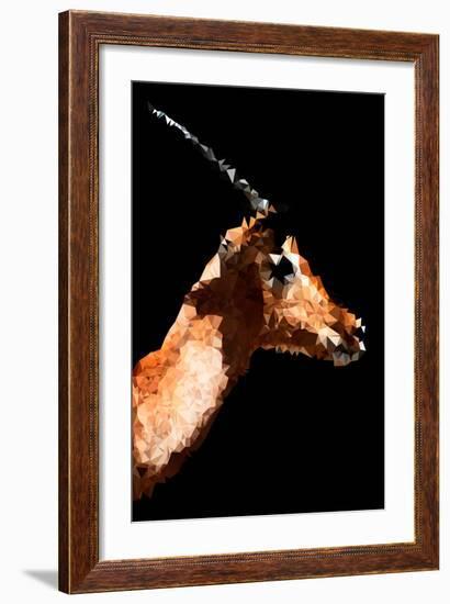 Low Poly Safari Art - Antelope - Black Edition V-Philippe Hugonnard-Framed Art Print