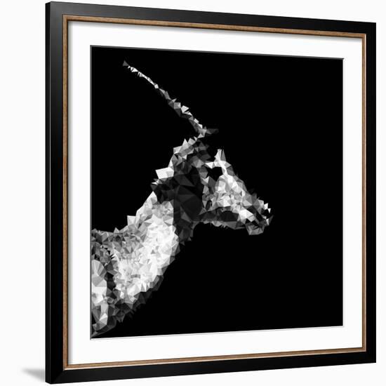 Low Poly Safari Art - Antelope Profile - Black Edition II-Philippe Hugonnard-Framed Art Print