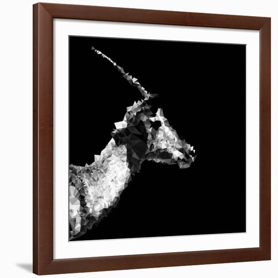 Low Poly Safari Art - Antelope Profile - Black Edition II-Philippe Hugonnard-Framed Art Print