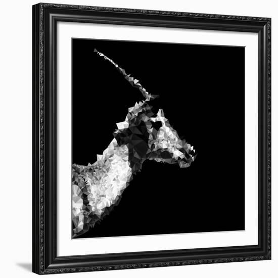 Low Poly Safari Art - Antelope Profile - Black Edition II-Philippe Hugonnard-Framed Art Print