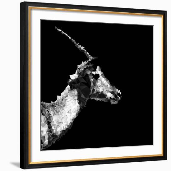 Low Poly Safari Art - Antelope Profile - Black Edition II-Philippe Hugonnard-Framed Art Print