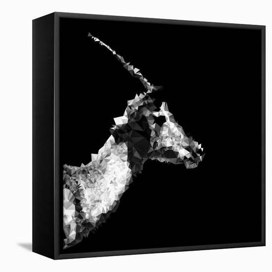 Low Poly Safari Art - Antelope Profile - Black Edition II-Philippe Hugonnard-Framed Stretched Canvas