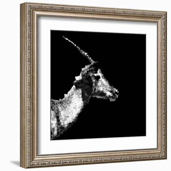 Low Poly Safari Art - Antelope Profile - Black Edition II-Philippe Hugonnard-Framed Art Print