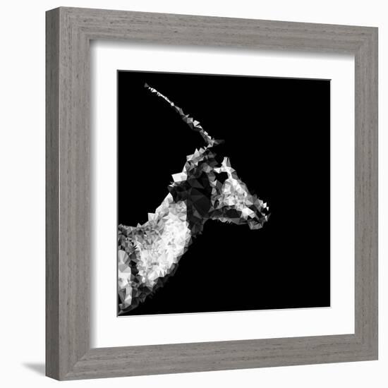 Low Poly Safari Art - Antelope Profile - Black Edition II-Philippe Hugonnard-Framed Art Print