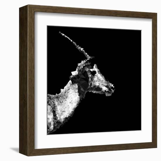 Low Poly Safari Art - Antelope Profile - Black Edition II-Philippe Hugonnard-Framed Art Print