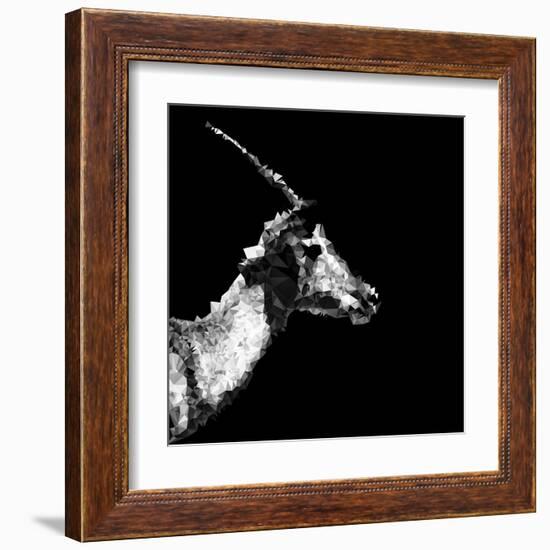 Low Poly Safari Art - Antelope Profile - Black Edition II-Philippe Hugonnard-Framed Art Print