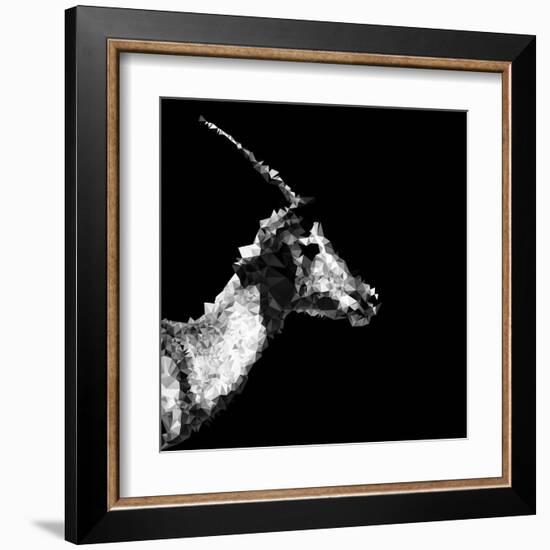 Low Poly Safari Art - Antelope Profile - Black Edition II-Philippe Hugonnard-Framed Art Print