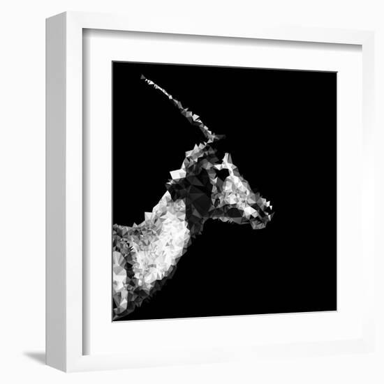 Low Poly Safari Art - Antelope Profile - Black Edition II-Philippe Hugonnard-Framed Art Print