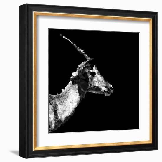 Low Poly Safari Art - Antelope Profile - Black Edition II-Philippe Hugonnard-Framed Art Print